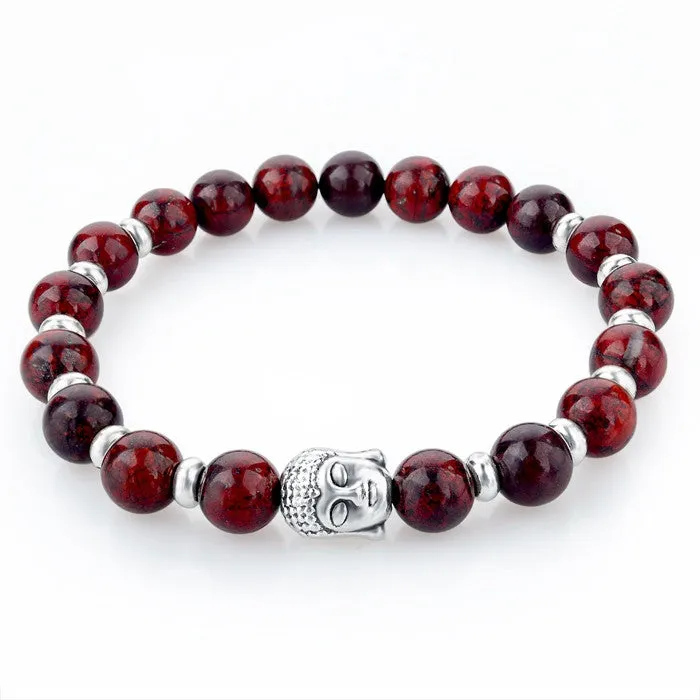 Natural Stone Buddha Charm Bracelets With Stones Beads Bracelets For Women Men Silver Turkish Jewelry Pulseira Masculina