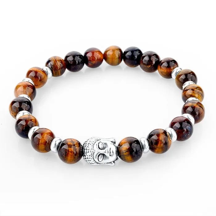 Natural Stone Buddha Charm Bracelets With Stones Beads Bracelets For Women Men Silver Turkish Jewelry Pulseira Masculina