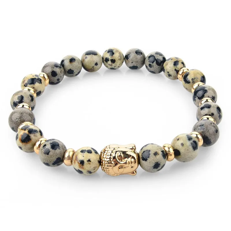 Natural Stone Buddha Charm Bracelets With Stones Beads Bracelets For Women Men Silver Turkish Jewelry Pulseira Masculina