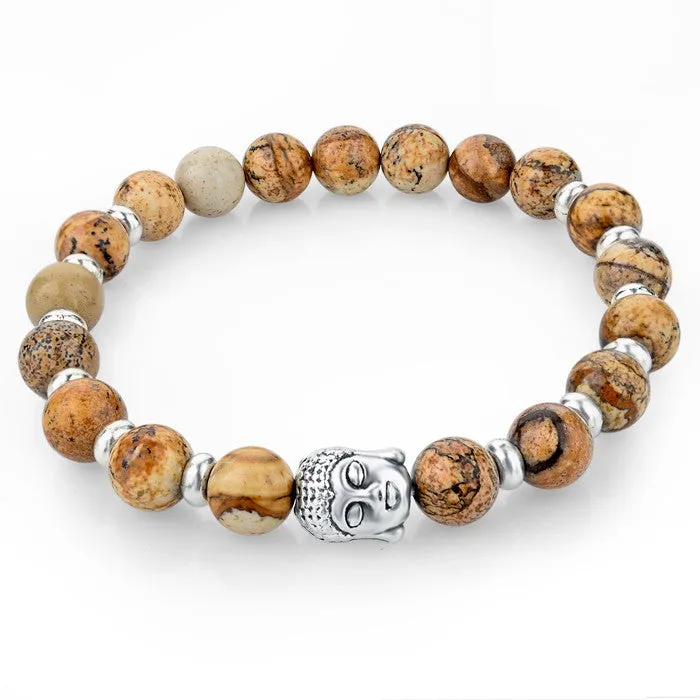 Natural Stone Buddha Charm Bracelets With Stones Beads Bracelets For Women Men Silver Turkish Jewelry Pulseira Masculina