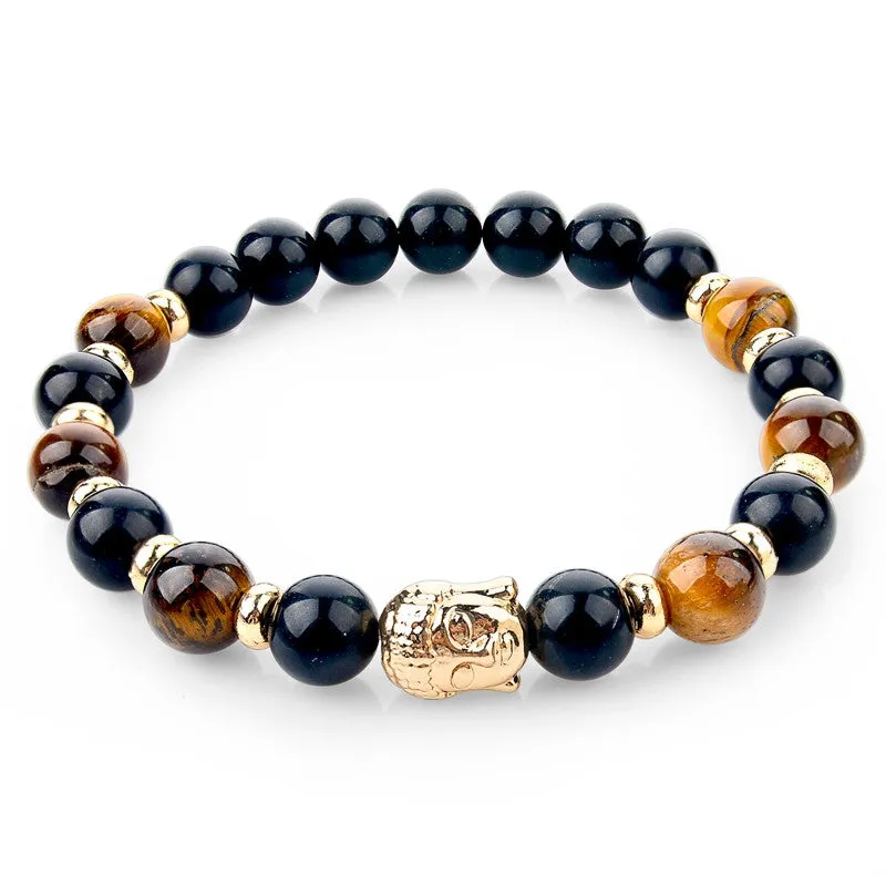 Natural Stone Buddha Charm Bracelets With Stones Beads Bracelets For Women Men Silver Turkish Jewelry Pulseira Masculina