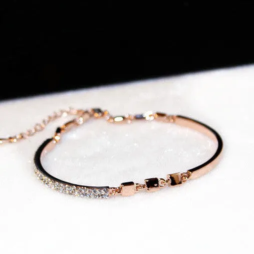 New delicate crystal rose gold plated bracelet women bijoux fashion jewelry bracelets & bangles love gift fine quality