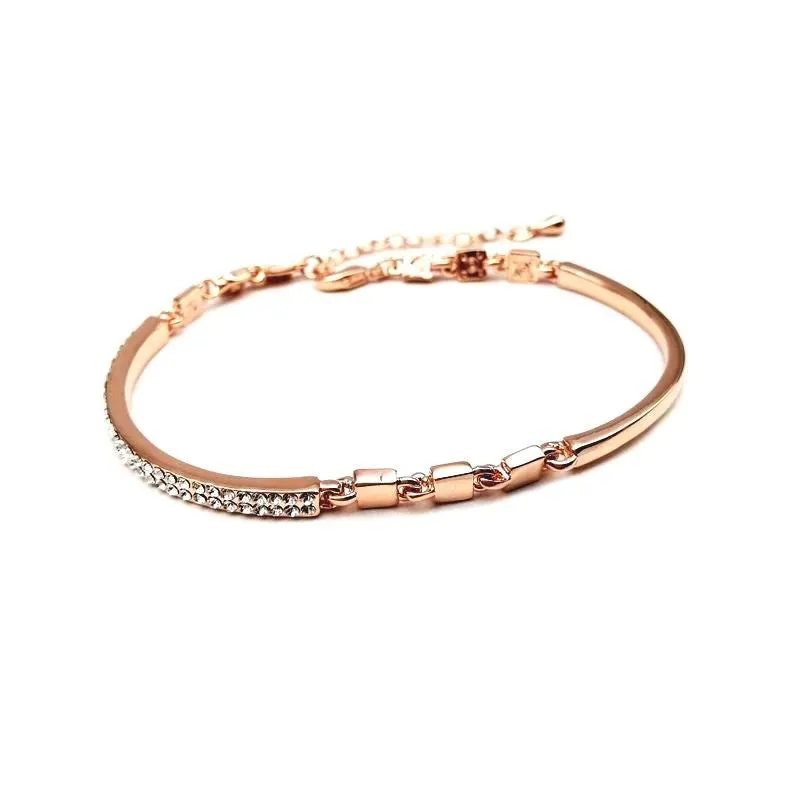 New delicate crystal rose gold plated bracelet women bijoux fashion jewelry bracelets & bangles love gift fine quality