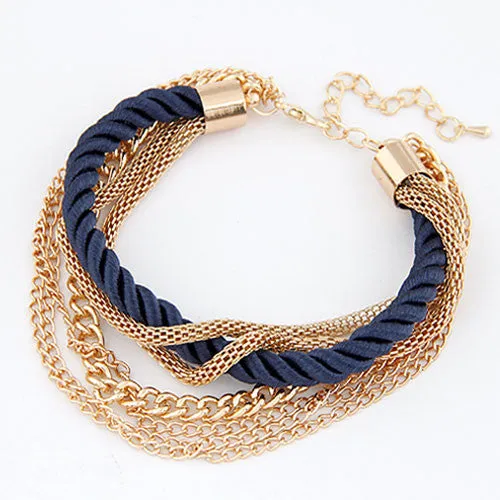 New Fashion Luxury Handmade Braided Woven Rope Multilayer Gold Chain Bracelet Pulseira pulseras Bracelets For Women Gift