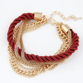 New Fashion Luxury Handmade Braided Woven Rope Multilayer Gold Chain Bracelet Pulseira pulseras Bracelets For Women Gift