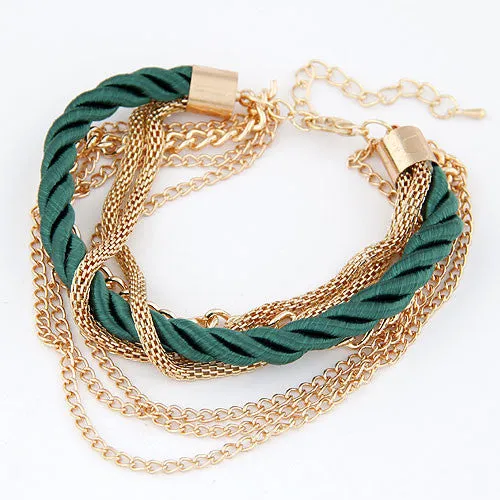 New Fashion Luxury Handmade Braided Woven Rope Multilayer Gold Chain Bracelet Pulseira pulseras Bracelets For Women Gift