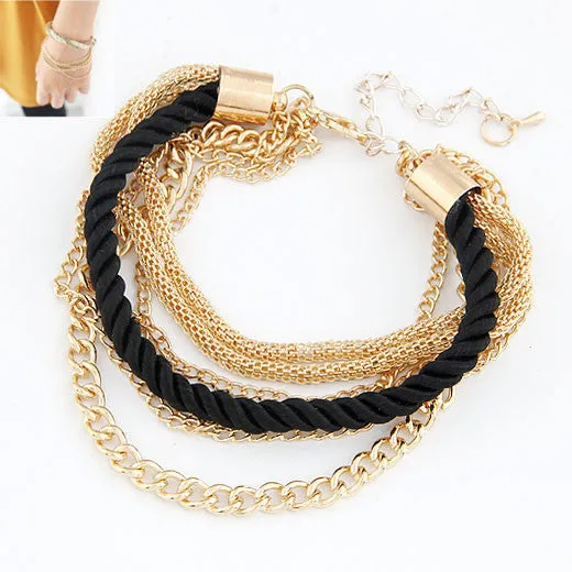 New Fashion Luxury Handmade Braided Woven Rope Multilayer Gold Chain Bracelet Pulseira pulseras Bracelets For Women Gift