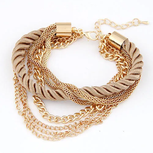 New Fashion Luxury Handmade Braided Woven Rope Multilayer Gold Chain Bracelet Pulseira pulseras Bracelets For Women Gift