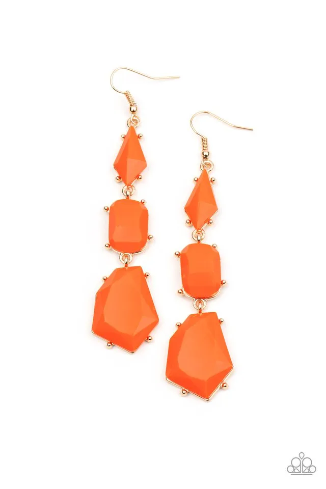 Paparazzi Earring ~ Geo Getaway - Orange