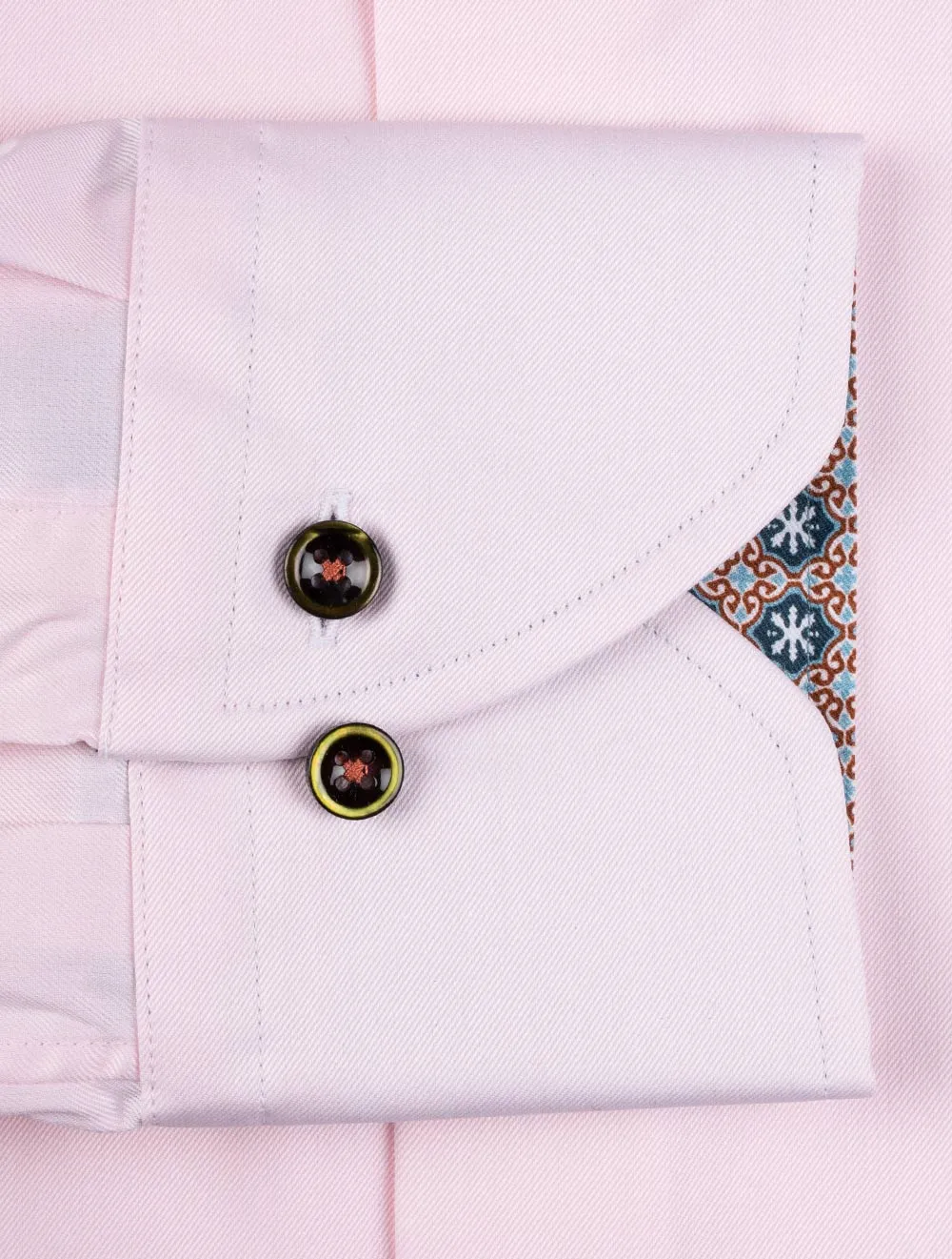 Pink Contrast Medallion Slimline Shirt