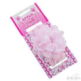 Pink Lace Headband W/Lace Flower: HB43-P