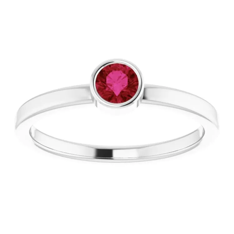 Platinum 4 mm Natural Ruby Ring