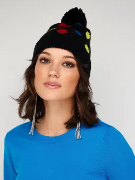 Polka-Dot Pom-Pom Beanie Hat