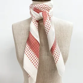 Polka Dot Print Square Scarf in Ivory and Pink