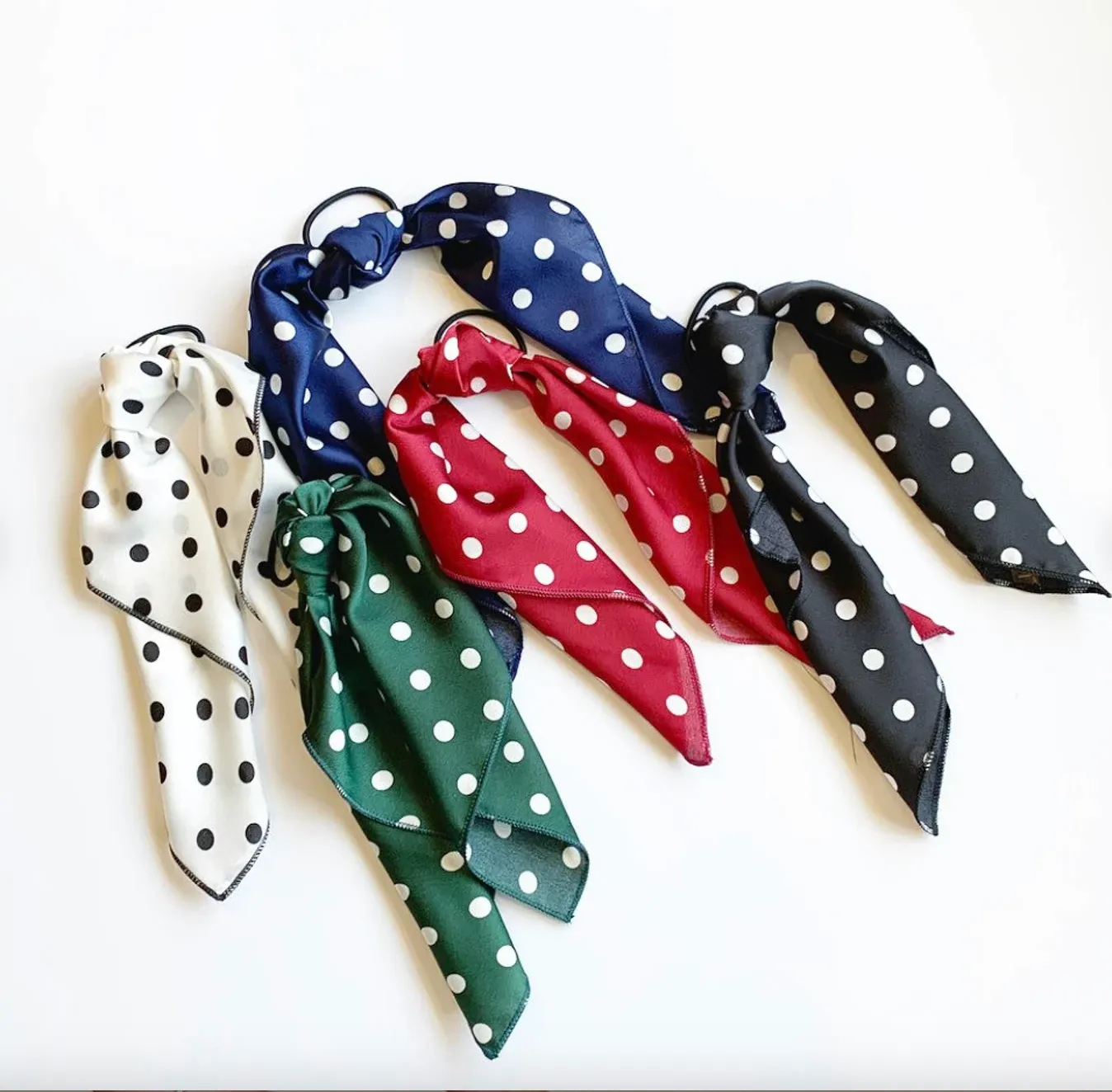 Polka Dot Satin Collection | Hair Scarf and Knot Headband | Ponytail Scarf | Hair Tie Included