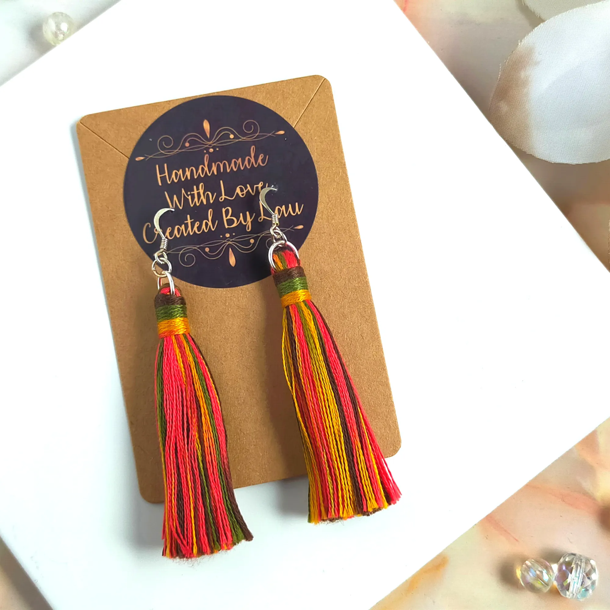 "Cora" Sterling Silver Bright Coloured Tassel Earrings