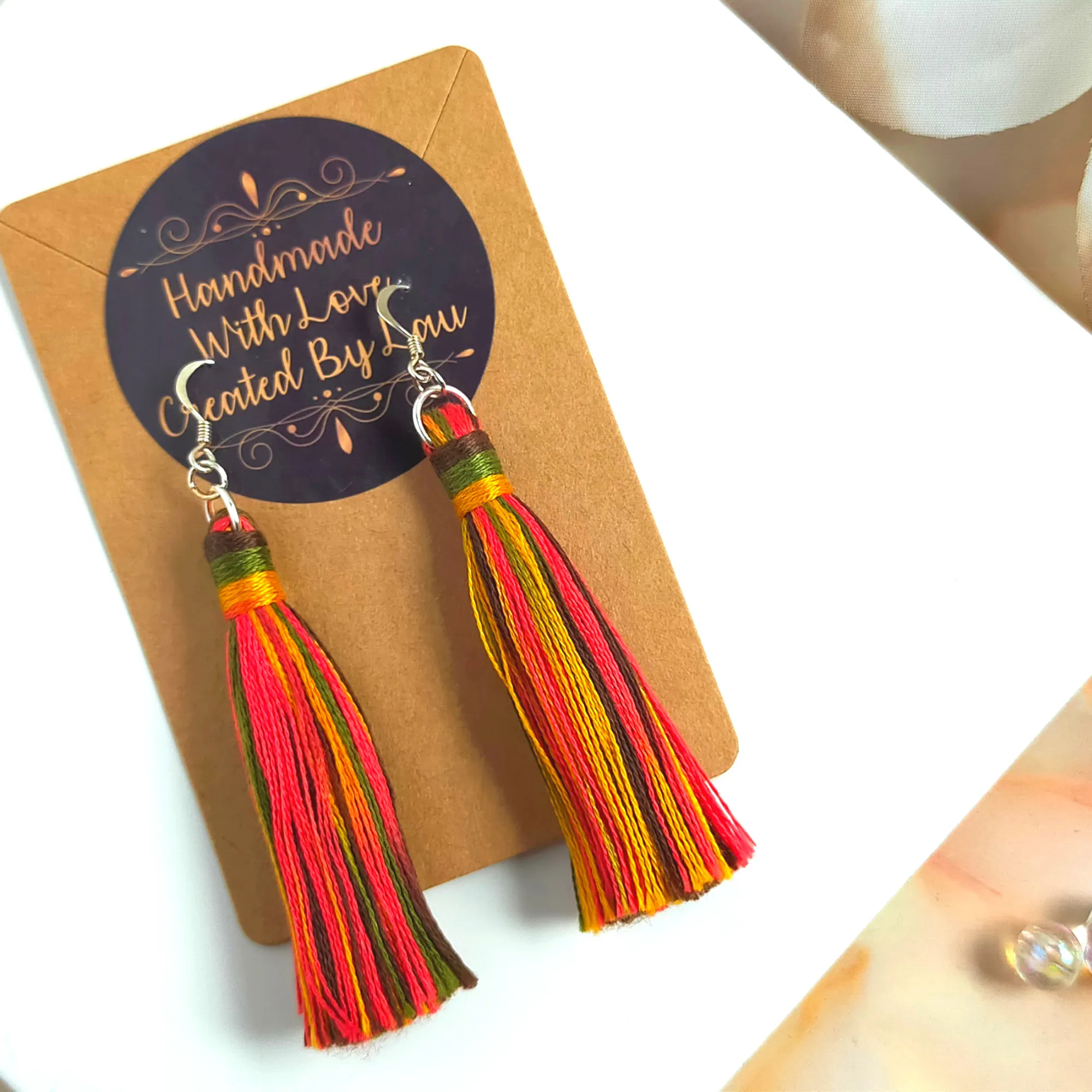 "Cora" Sterling Silver Bright Coloured Tassel Earrings