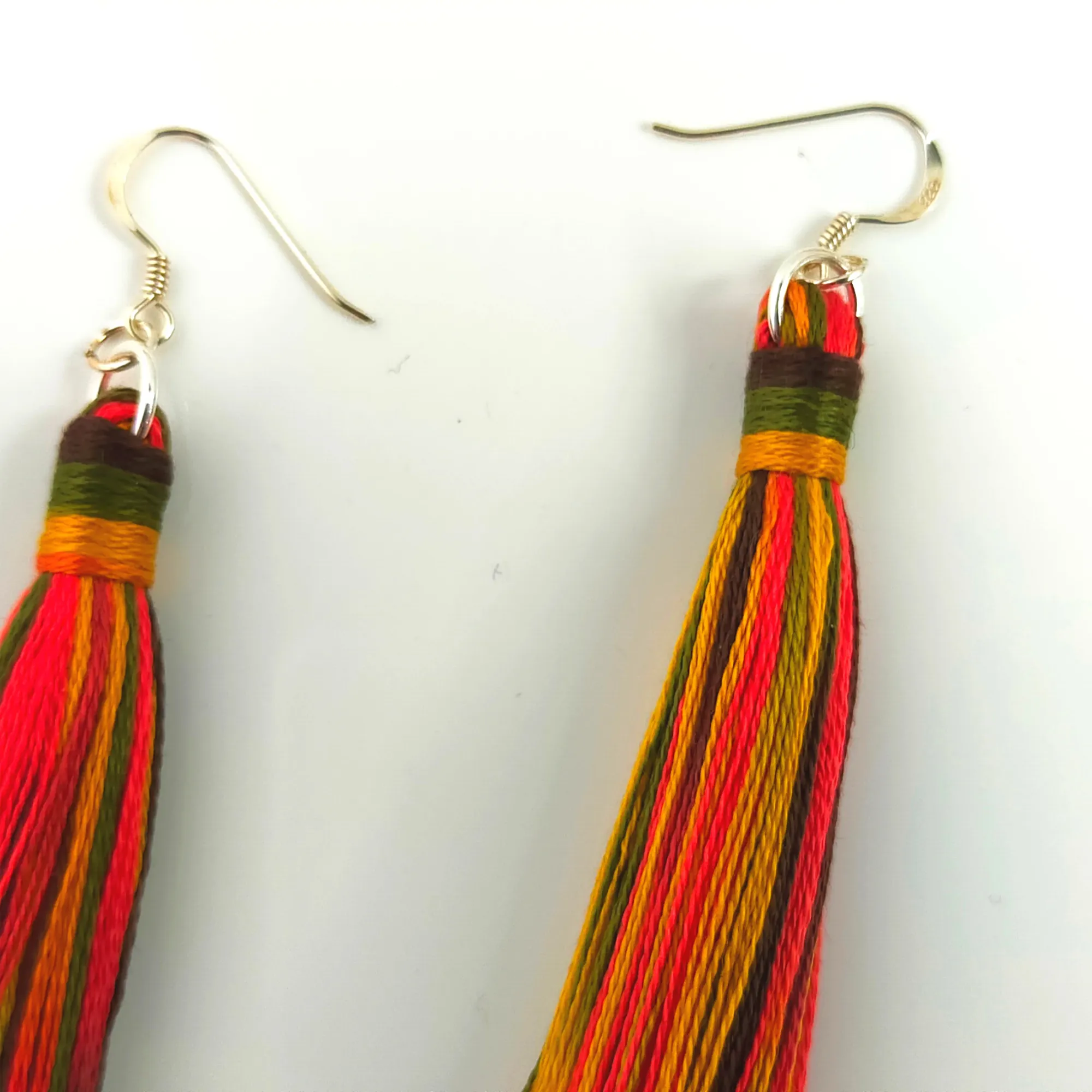 "Cora" Sterling Silver Bright Coloured Tassel Earrings