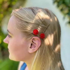 Red Slides Rose Hair Clip