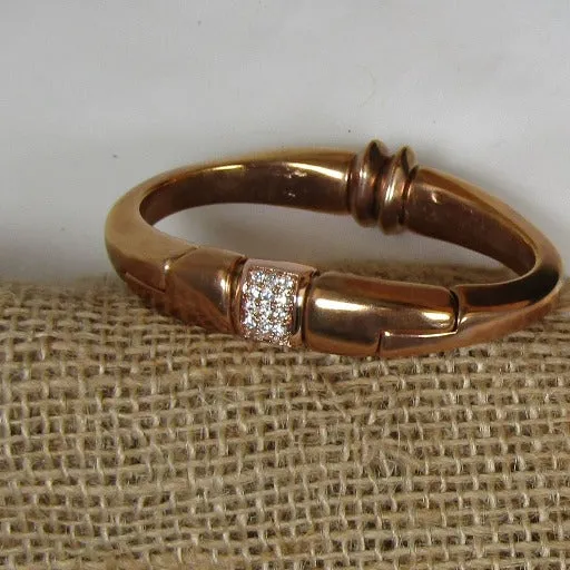 Rose Gold Bangle Cuff Bracelet with Crystal Sparkles