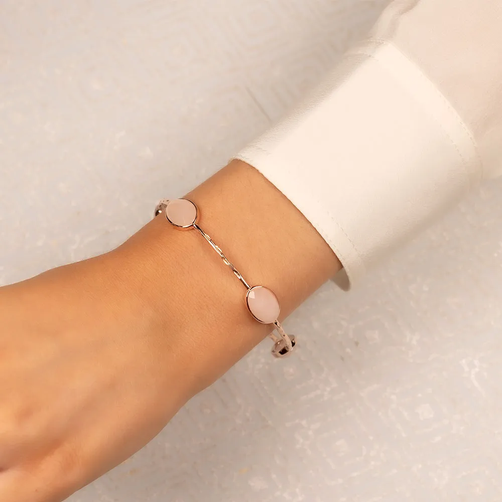 Rose Gold Vermeil & Rose Quartz Five Stone Bangle