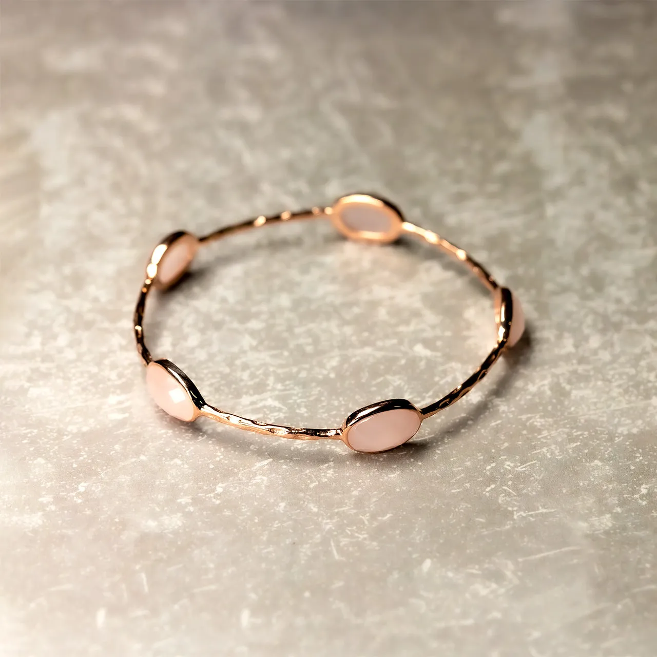 Rose Gold Vermeil & Rose Quartz Five Stone Bangle