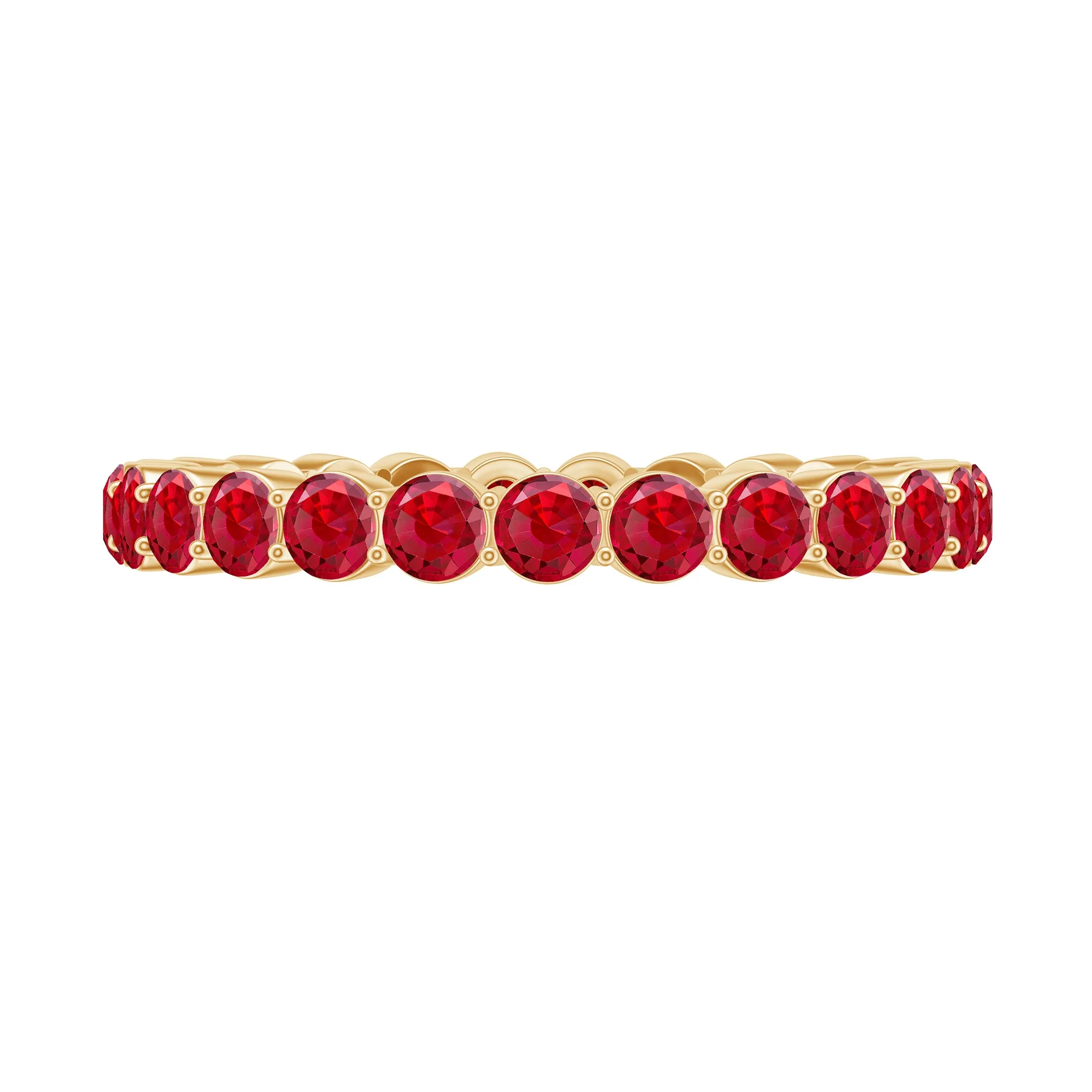 Round Lab-Created Ruby Full Eternity Ring in Gold