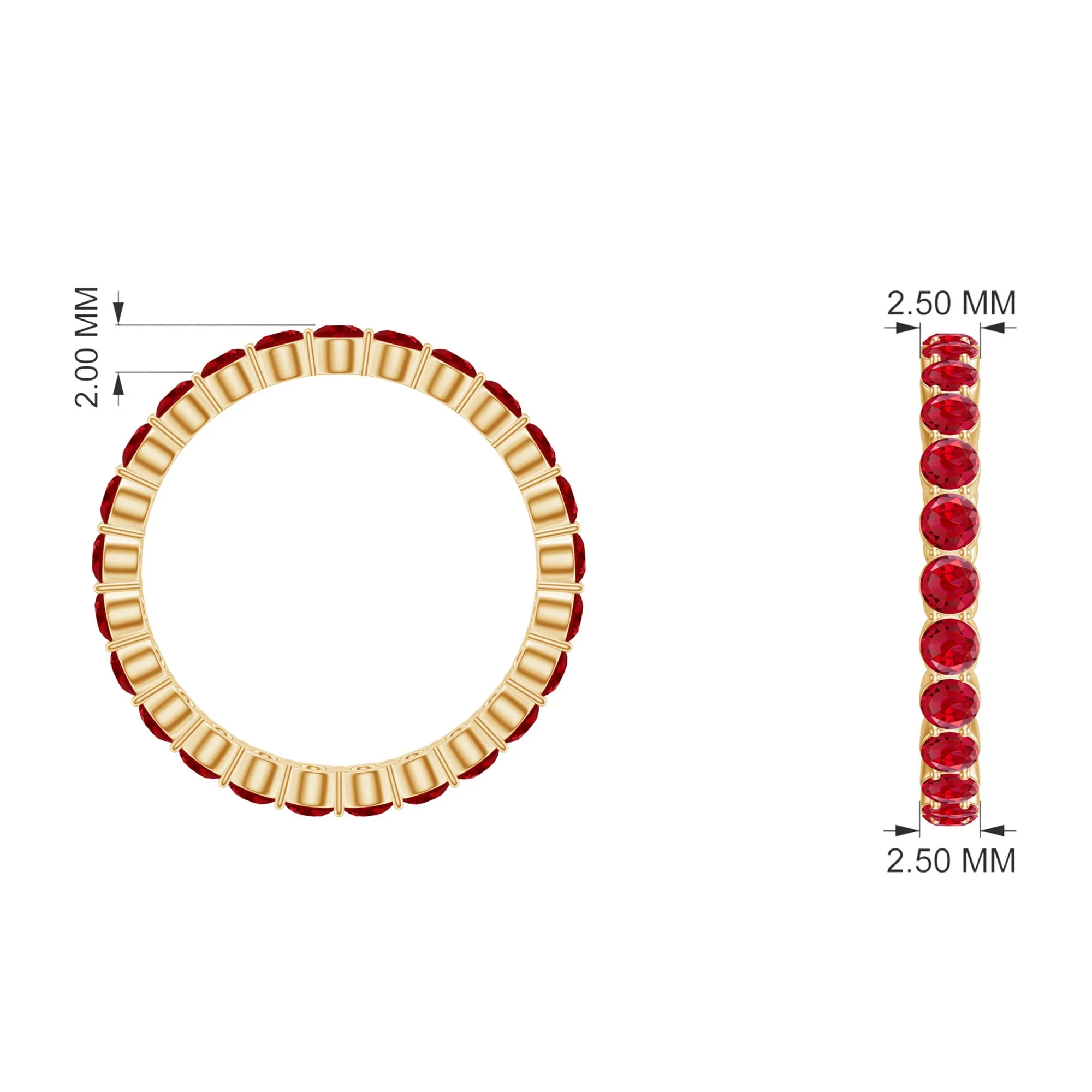 Round Lab-Created Ruby Full Eternity Ring in Gold