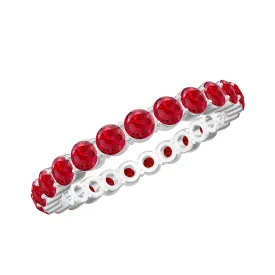 Round Lab-Created Ruby Full Eternity Ring in Gold