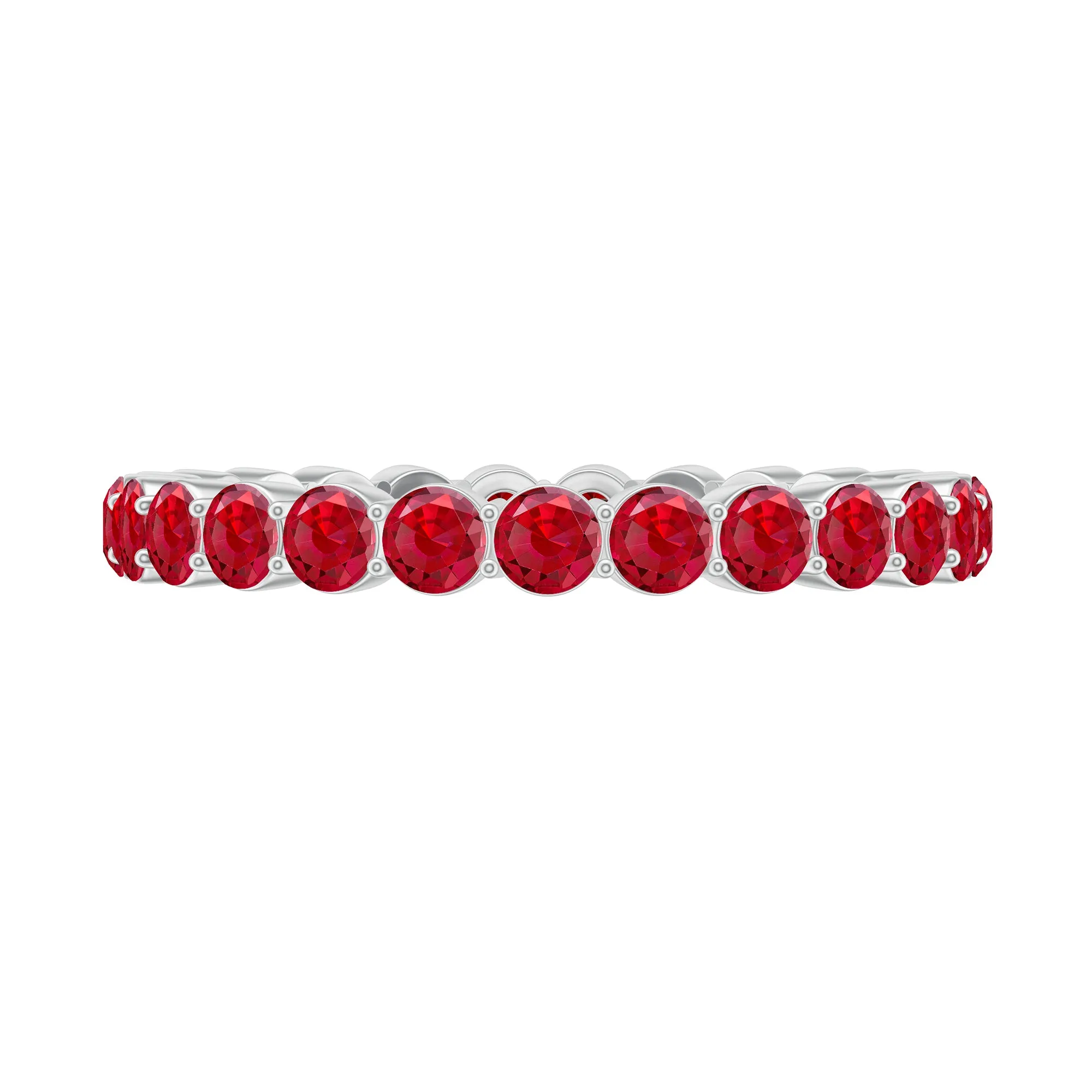 Round Lab-Created Ruby Full Eternity Ring in Gold