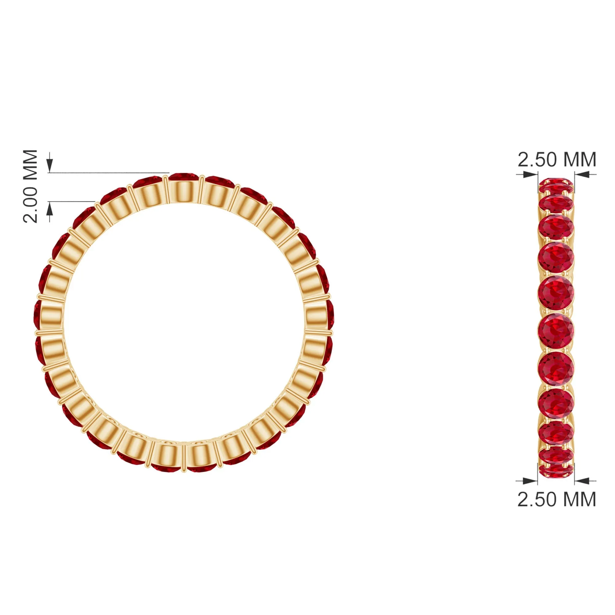 Round Lab-Created Ruby Full Eternity Ring in Gold