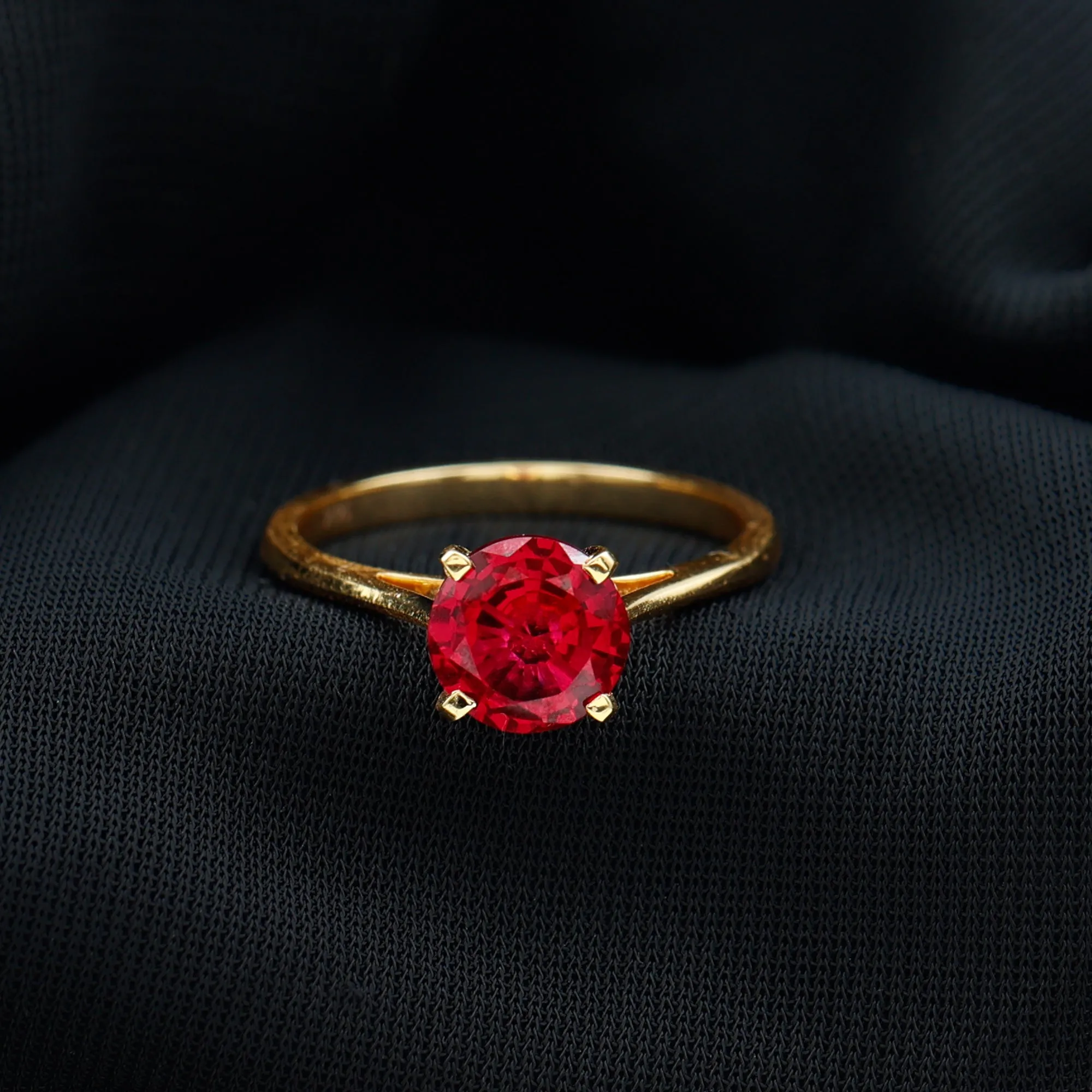 Round Lab Grown Ruby Solitaire Engagement Ring