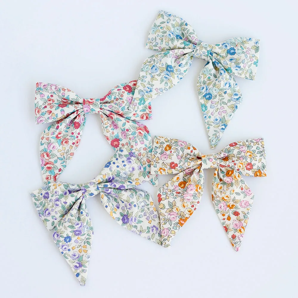 Sailor Bow Clip Or Headband / Blossoms In Blue