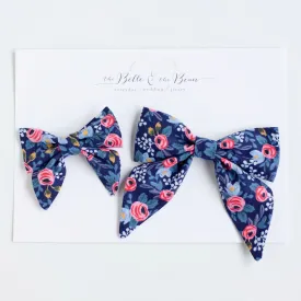 Sailor Bow Clip Or Headband / Rosa In Navy