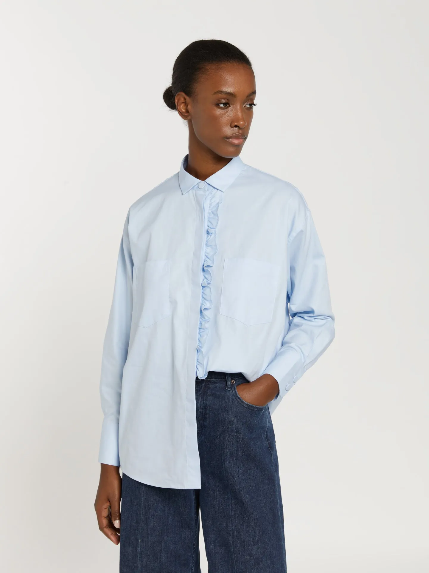 Shirt with fabric frill detail