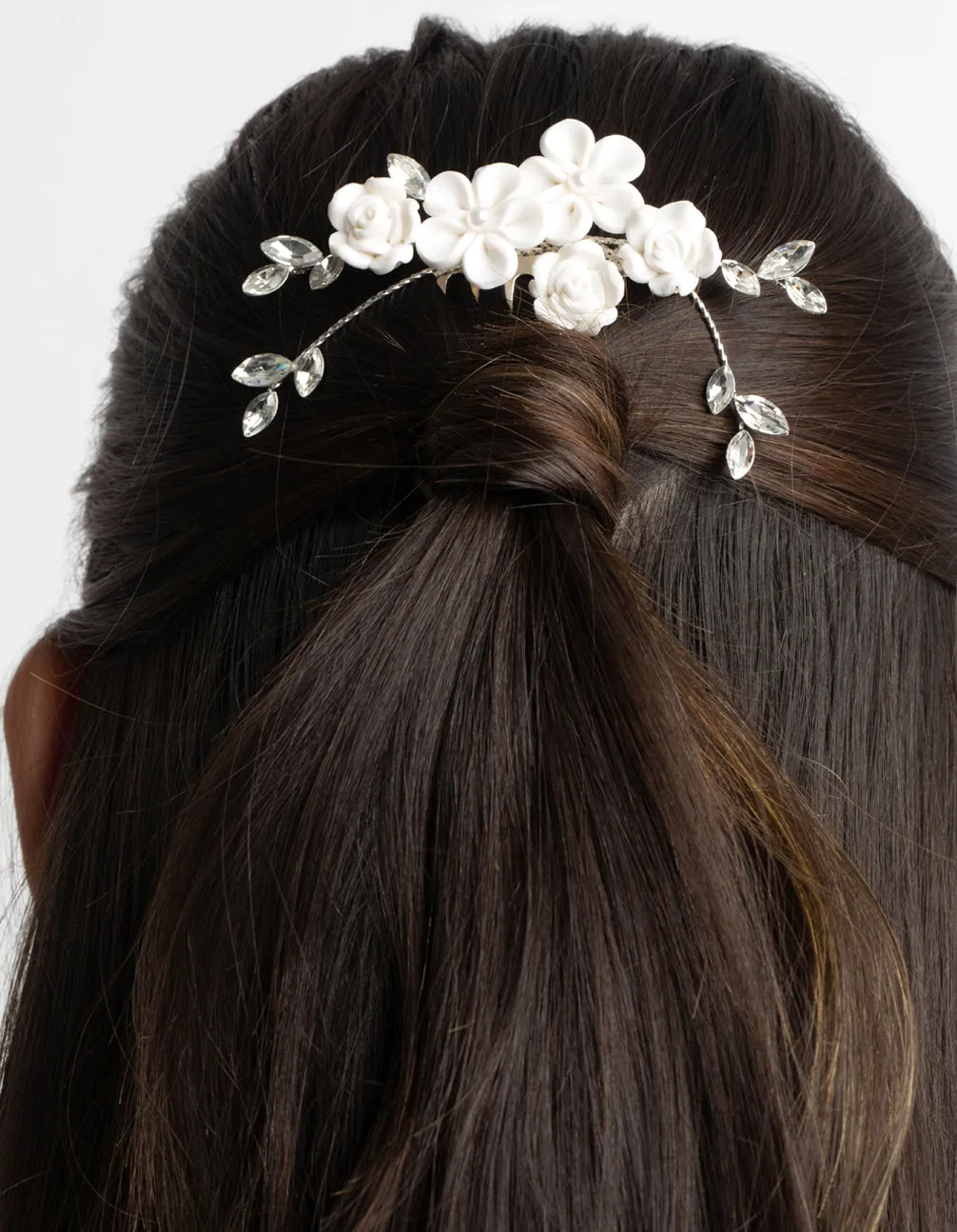 Silver Floral Hair Comb