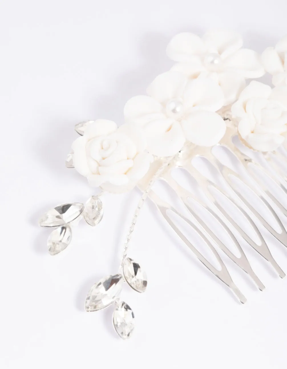 Silver Floral Hair Comb