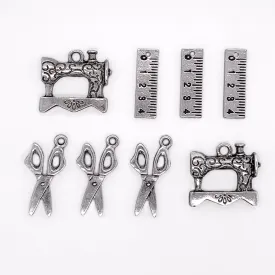 Silver Vintage Sewing Charms 8pc Set