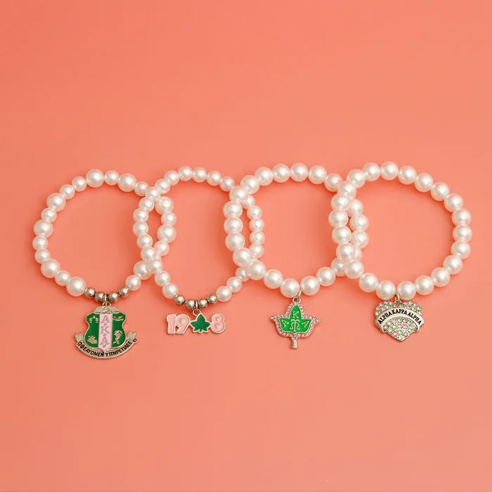 Sorority Inspired Charm Pearl Bracelets