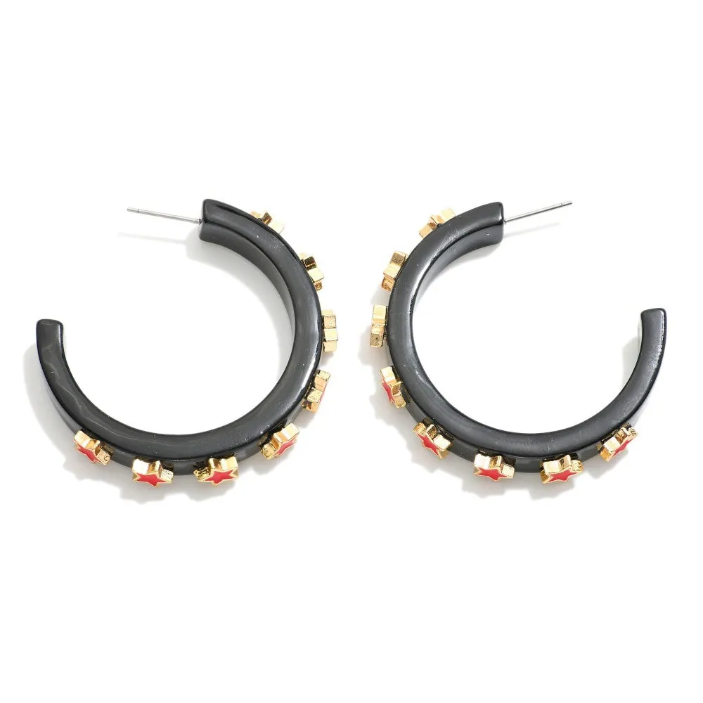 Star Studded Game Day Hoop Earrings