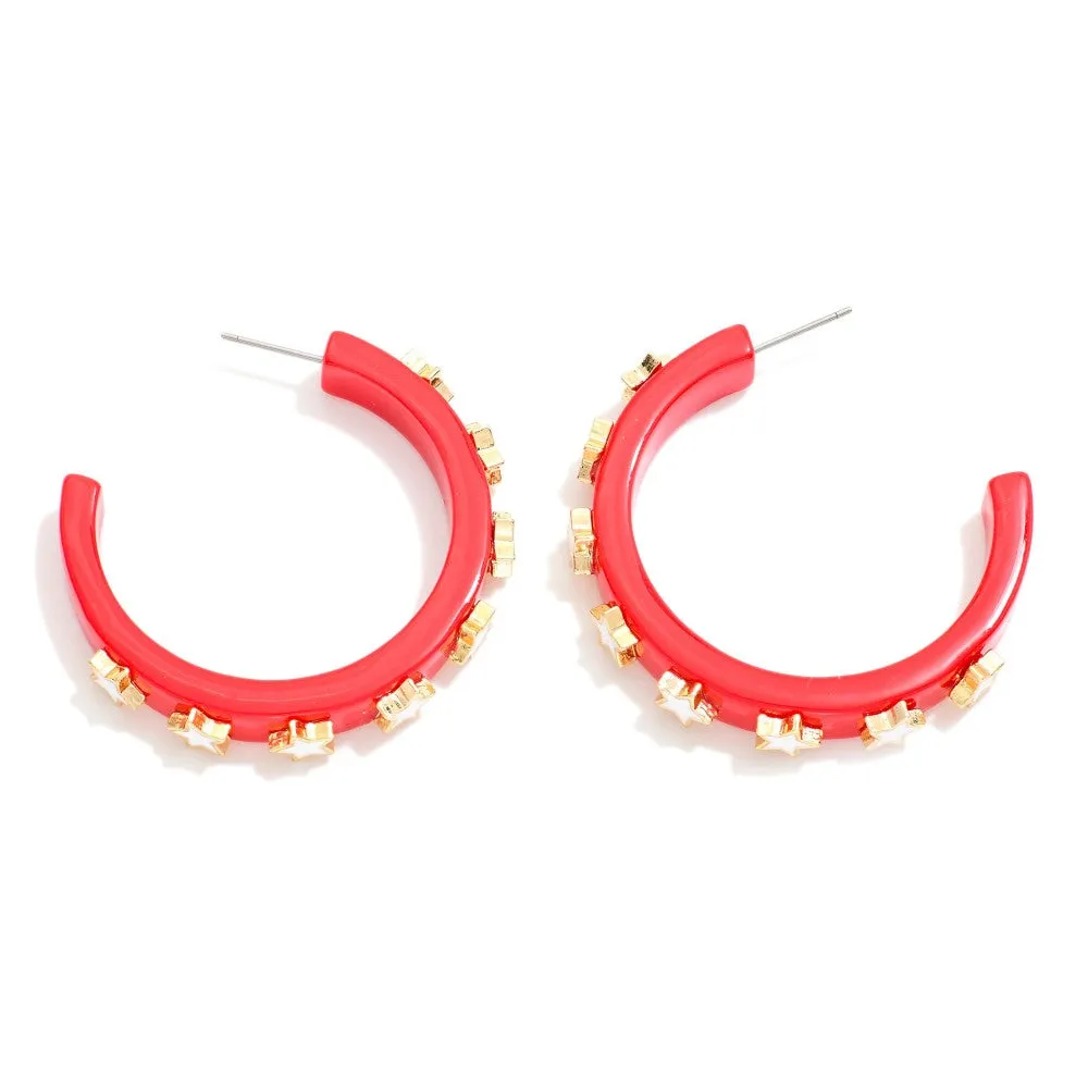 Star Studded Game Day Hoop Earrings