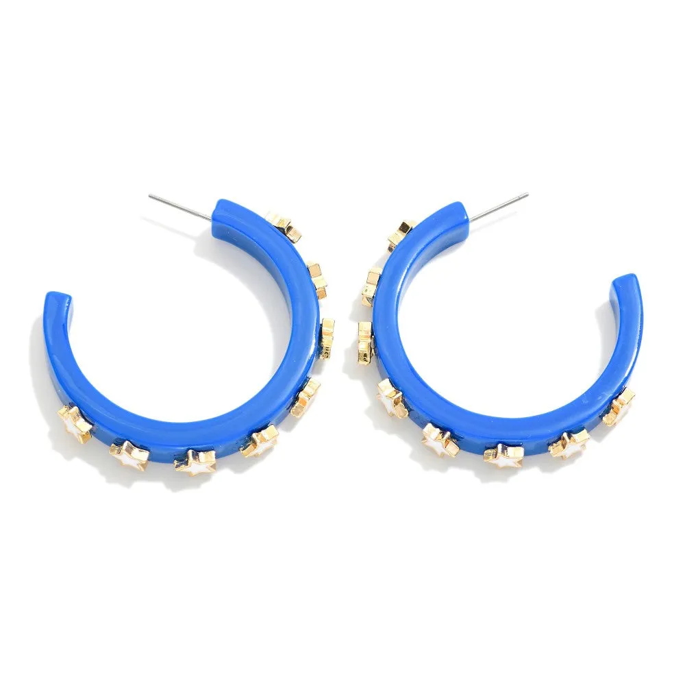 Star Studded Game Day Hoop Earrings