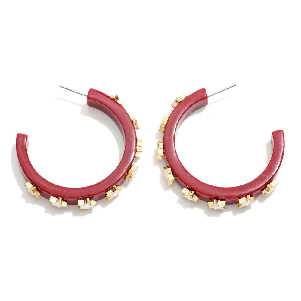 Star Studded Game Day Hoop Earrings