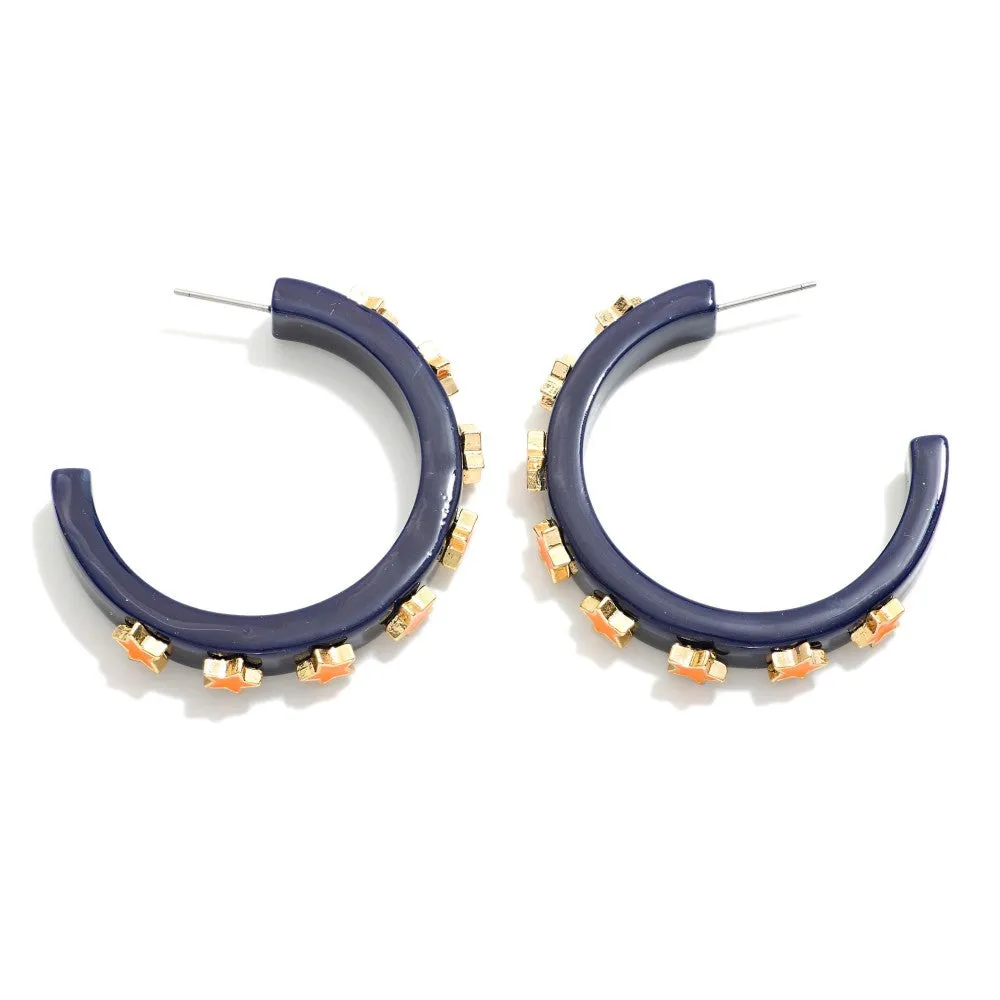 Star Studded Game Day Hoop Earrings