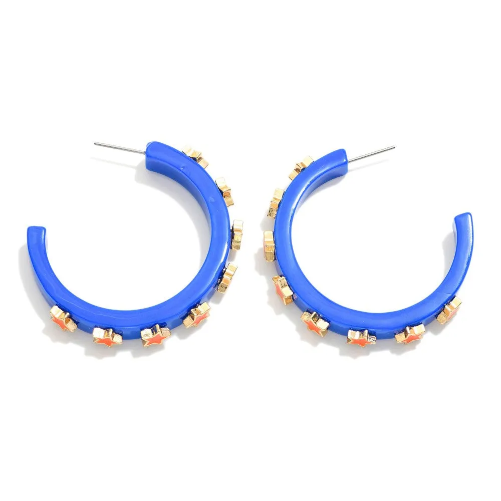 Star Studded Game Day Hoop Earrings