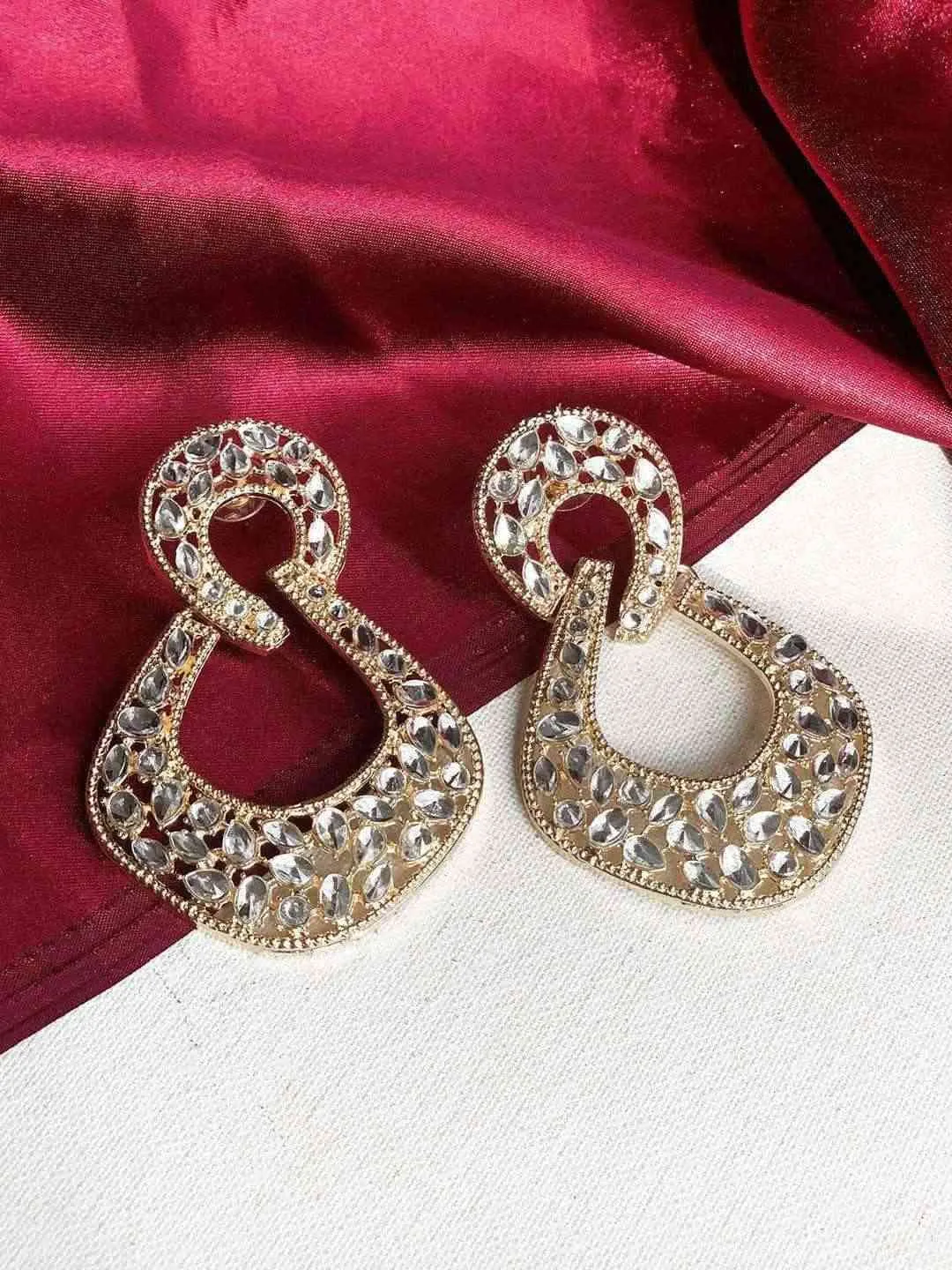 Stone Studded Dangle Drop Earrings