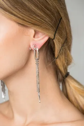 Studded Round Stud and Tassel Earrings