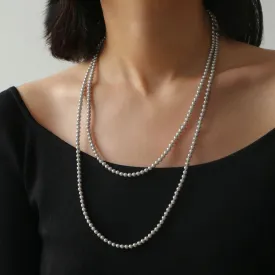 Swarovski Grey 4mm Pearl Long Necklace