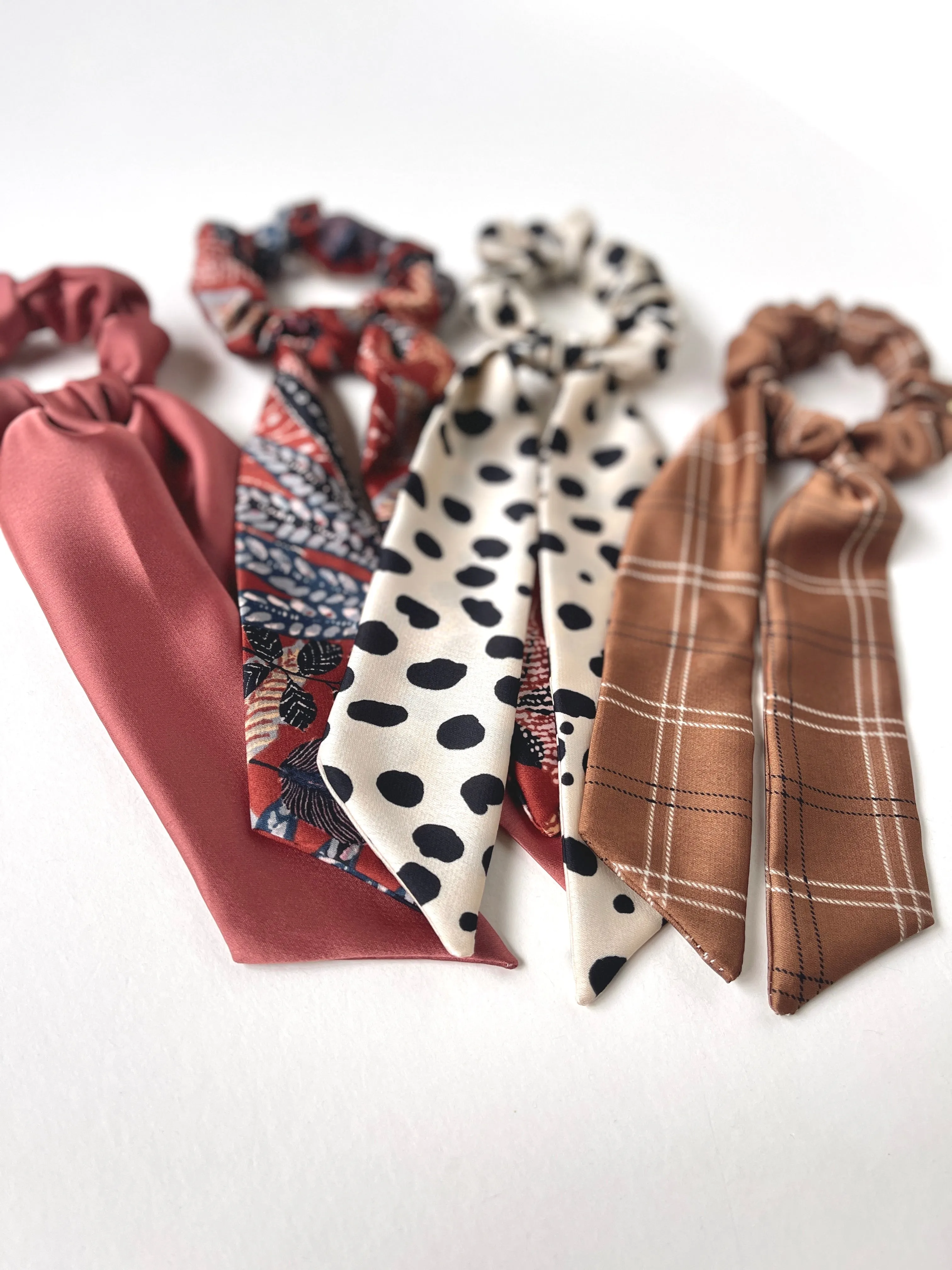 The Arden Scarf Scrunchie | Silky Fall Patterns | Low Pony Scarf | Multi-Use Accessory | Sophisticated Luxury Scrunchie