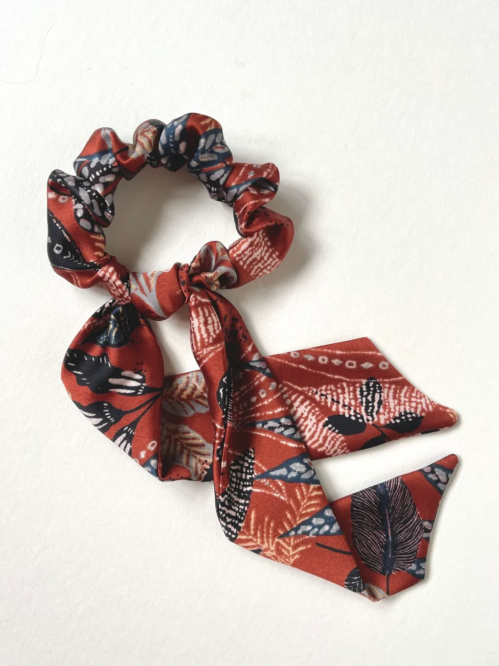 The Arden Scarf Scrunchie | Silky Fall Patterns | Low Pony Scarf | Multi-Use Accessory | Sophisticated Luxury Scrunchie